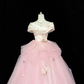 Blush Pink Satin Cinched Waist Voluminous Tulle Skirt Long Elegant Romantic Dress, Wedding Gown gh7845