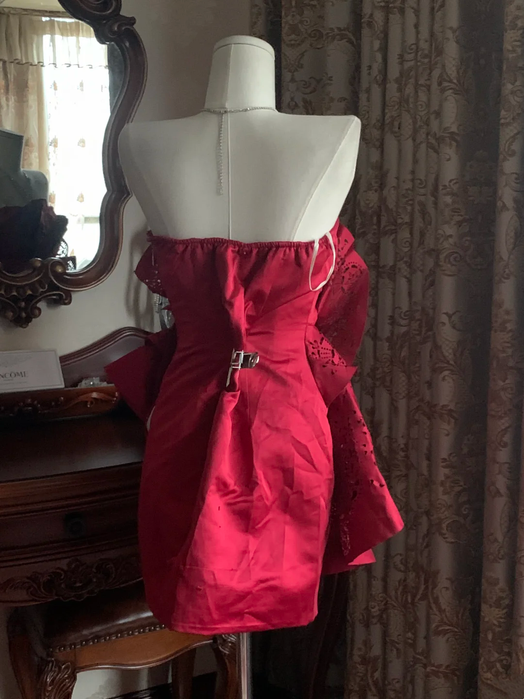 Red Strapless Waist-Cinched Cutout Elegant Prom Dress, Evening Gown, Graduation Prom Dress gh7251
