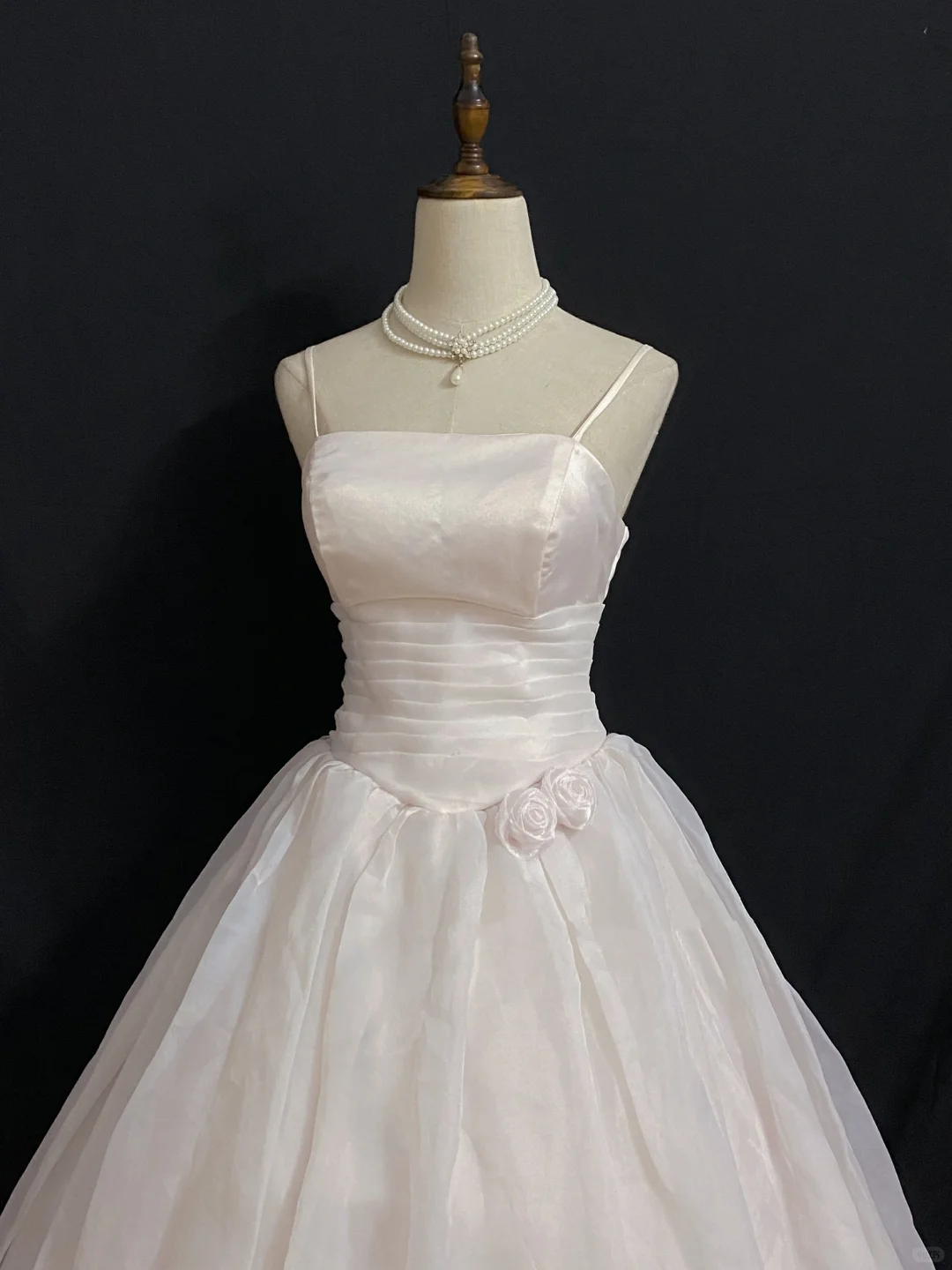 Blush Pink Spaghetti Strap Romantic Gown, Cinched Waist, Voluminous Princess Skirt, Wedding Dress & Bridal Gown gh8281