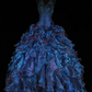 Dark Blue Waist-Cinching Flared Skirt Dreamy Party & Evening Gown gh7146