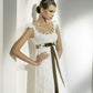 White vintage elegant fashion exquisite lace green ribbon long satin floor length small tail prom dress evening dress party dress prom dress wedding dress wedding guest dress bridesmaid dress gh3789