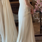 White Vintage Greek Style Wedding Gown, Sleeveless Deep V‑Neck Beaded Pearl Tassel Waist Ornament Chiffon A‑Line Bridal Dress gh9071