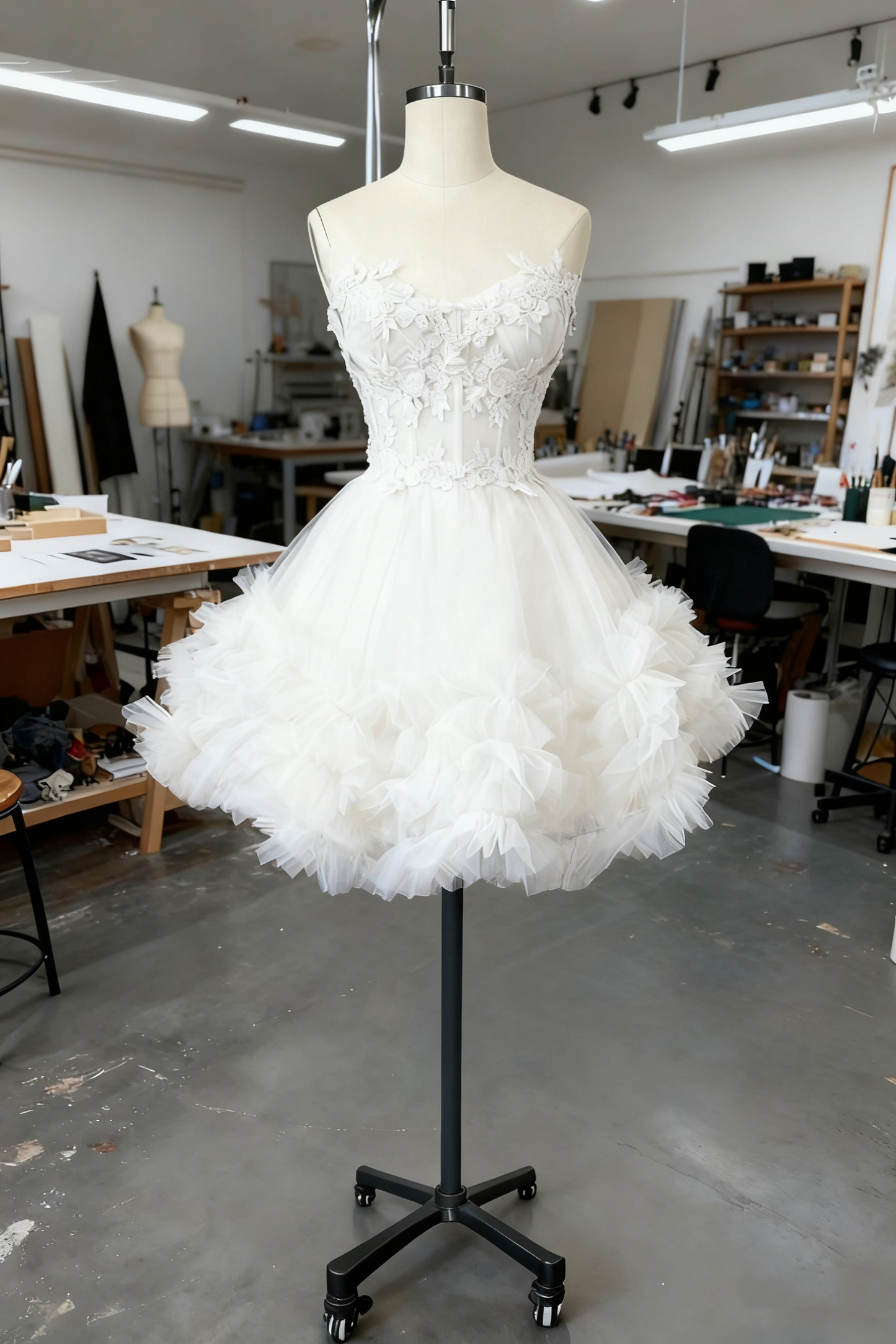 girlhomeshops - Robe courte en tulle bleu délicat ornée de perles, robe de bal de promo/anniversaire gh6163