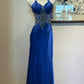 Blue luxury gorgeous fashion rhinestone long satin prom dress evening dress birthday party dress gh4944