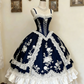 Robe de palais rococo rose verte et blanche gh6781