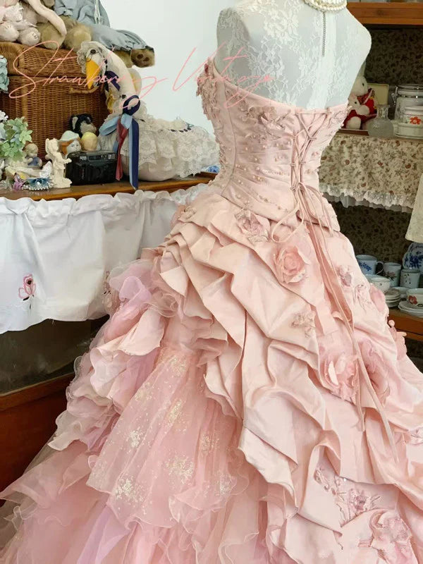 girlhomeshops – Kleid zum 16. Geburtstag, rosa geblümtes Teenager-Kleid, langes Tüll-Ballkleid, Bar-Mizwa-Kleid, gh5636