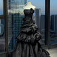 Black Stylish Pleated Long Evening Gown/Prom Dress gh7085