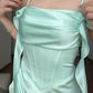 Stilvolles, schlichtes, fließendes Schleifenband, elegantes langes Satin-Abendkleid/Partykleid gh7084