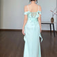 Stilvolles, schlichtes, fließendes Schleifenband, elegantes langes Satin-Abendkleid/Partykleid gh7084