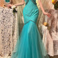 Robe de soirée sirène longue en mousseline de soie et dentelle, rose, perlée, magnifique, gh4443