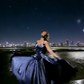 Blue Shimmering Elegant Long Evening Gown gh6987