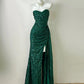 Robe de soirée longue à paillettes, verte, simple, élégante et à la mode, longueur au sol, robe de bal, gh3727