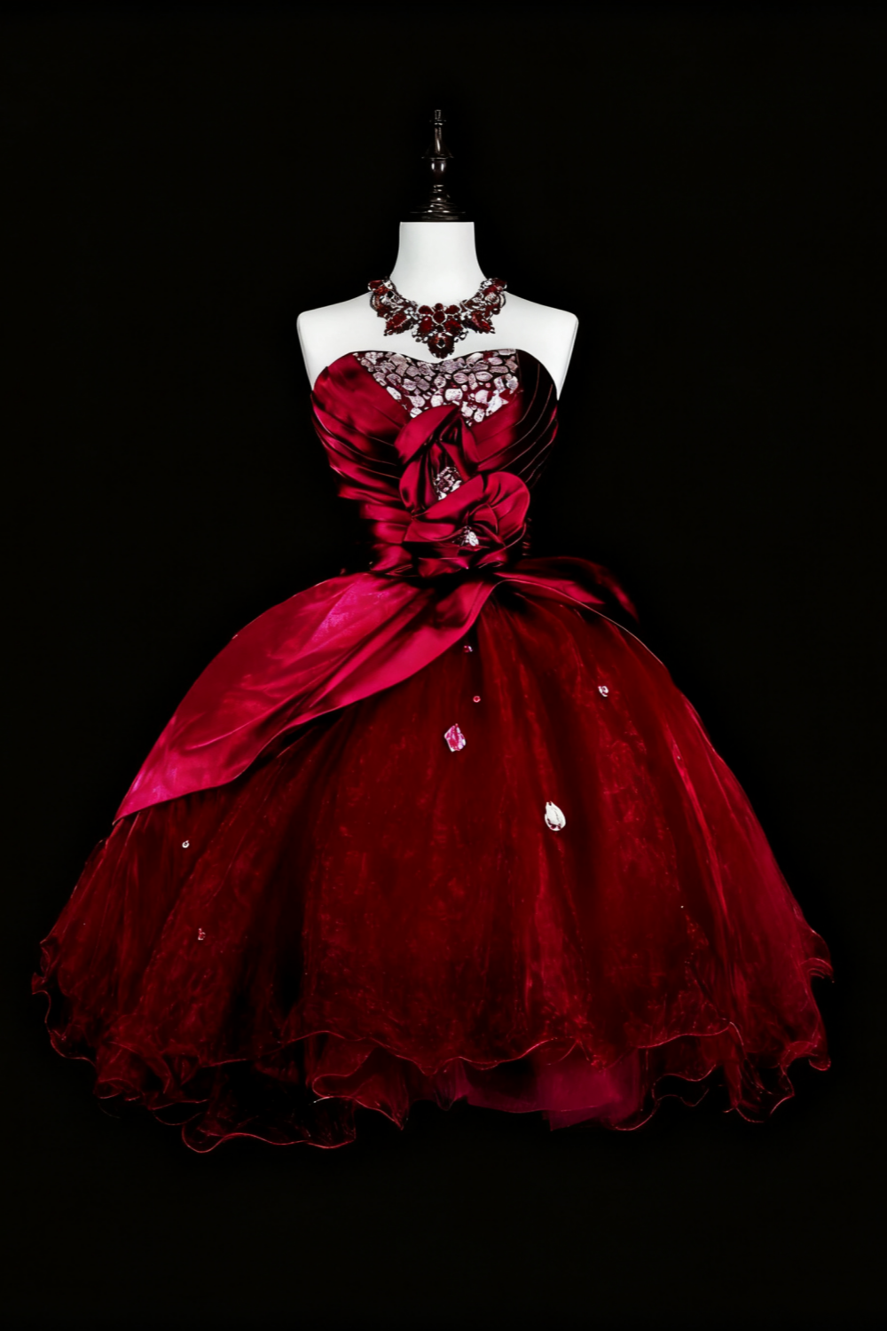 girlhomeshops - Robe d'anniversaire courte rouge, robe en tulle pour la rentrée scolaire gh6140