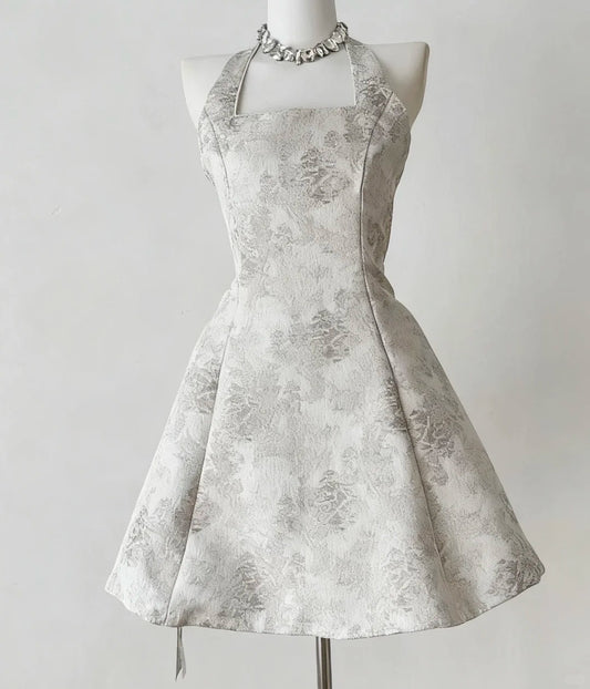 Girlhomeshops - Robe de soirée courte en satin blanc à fleurs, style unique, robe de soirée, robe de banquet, gh5690
