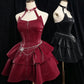 girlhomeshops-Schwarz/Rot Kurzes Homecoming-Kleid Halloween-Partykleid Halloween-Kostüm-Outfit Halloween gh5771