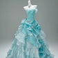 Blue adult dress sweet elegant tulle long ball gown evening dress gh4468