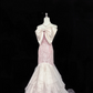 Blush Pink Spaghetti Straps Cinched Waist Figure-Flattering Bodycon Sexy Multi-Layer Skirt Long Romantic Dress, Wedding Gown gh7829