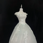 Light Green Embroidered Cinched Waist Voluminous Skirt Long Romantic Dress, Wedding Gown gh8048