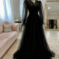 Robe de soirée longue en tulle rose de haute qualité, simple et élégante, à manches longues, robe de bal, robe de mariée, robe d'invitée, robe de gala Gh2215