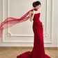 Burgunderrot, elegant, schlicht, lang, Satin, bodenlang, Ballkleid, Abendkleid, Ballkleid, gh4361