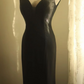 Black V-neck Waist-tight Slim-fit Sexy Elegant Party & Evening Gown gh7117