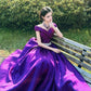 Purple Long Satin Ball Gown gh6902