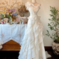 White strapless vintage elegant long gown for party and evening banquet gh7133