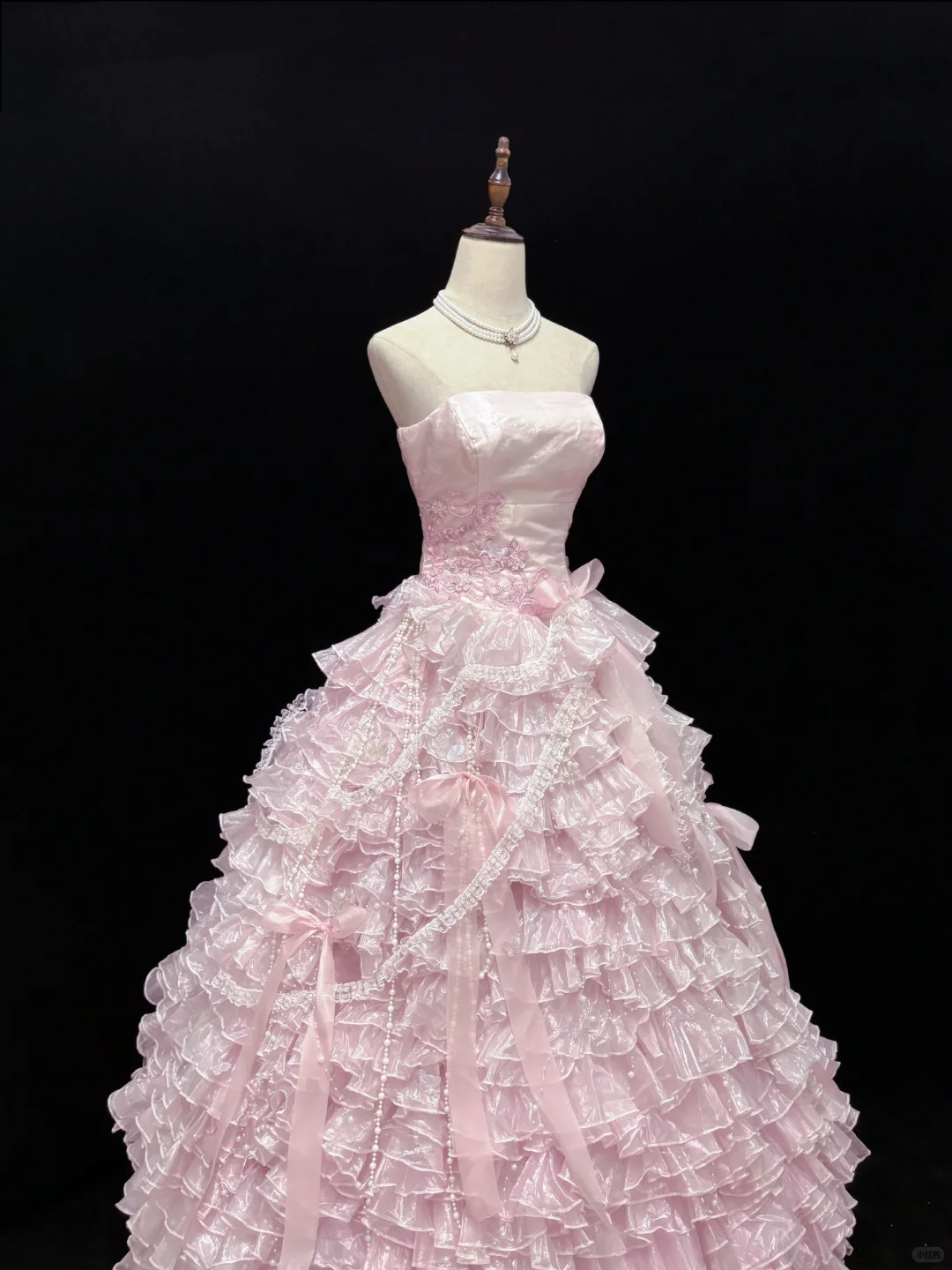 Light Pink Strapless Lovely Romantic Gown, Fitted Waist, Fluffy Tiered Skirt, Wedding Dress & Bridal Gown gh8172