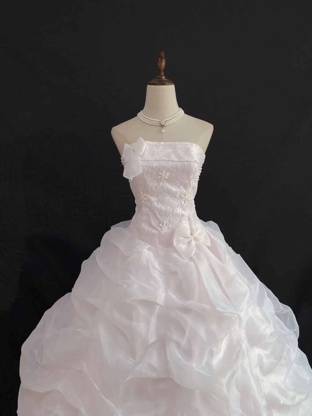 Blush Pink Strapless Long Romantic Gown, Cinched Waist, Voluminous Princess Skirt, Wedding Dress & Bridal Gown gh8217