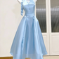 Light Color Halter Waist-Cinched Fitted Satin Elegant Evening Dress, Fairy Gown, Romantic Gown gh7380