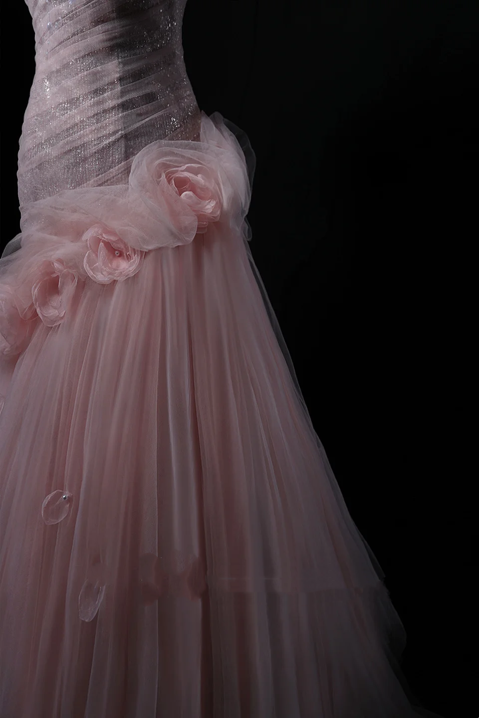Light Pink Strapless Beaded Waist-Cinched Bodycon Elegant Evening Dress, Fairy Gown, Romantic Gown gh7463