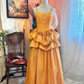 Romantisches französisches orangefarbenes Kleid: Dünne Träger, herzförmiger Ausschnitt, ausgestellter Rock, hochwertiges Partykleid gh6583