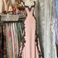 girlhomeshops-Retro Psychedelic Style Black Tulle & White Lace Spaghetti - Strap Maxi Long Birthday Fantasy Dress gh5883