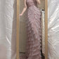 Lila Blumen Elegante Lange Chiffon Ballkleid Abendkleid Partykleid Brautjungfernkleider gh4463