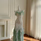 Mint Green Beaded Flowing Long Chiffon Ball Gown Birthday Party Dress Evening Dress gh4407