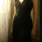 Black V-neck Waist-tight Slim-fit Sexy Elegant Party & Evening Gown gh7117