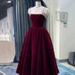 Cute velvet pearl short A line prom dress homecoming dress  10526