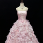 Light Pink Strapless Lovely Romantic Gown, Fitted Waist, Fluffy Tiered Skirt, Wedding Dress & Bridal Gown gh8172