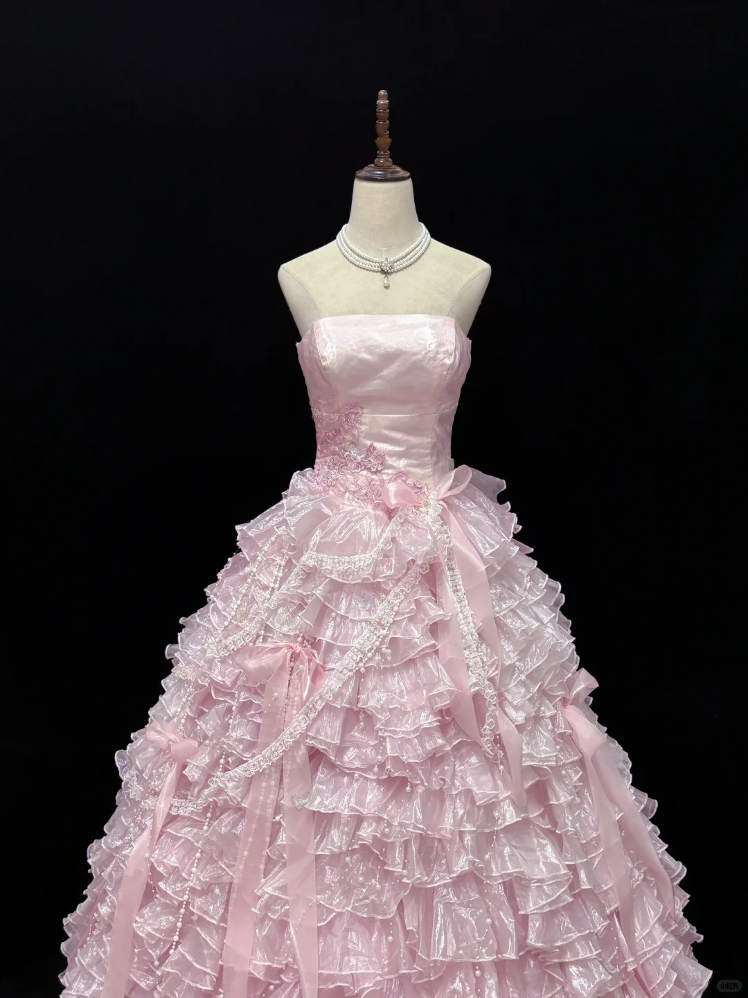 Light Pink Strapless Lovely Romantic Gown, Fitted Waist, Fluffy Tiered Skirt, Wedding Dress & Bridal Gown gh8172