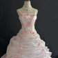 Blush Pink Spaghetti Strap Embroidered Romantic Gown, Fitted Waist, Voluminous Princess Skirt, Wedding Dress & Bridal Gown gh8263