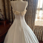 White Spaghetti Strap Waist-Cinched Voluminous Skirt Elegant Vintage Prom Gown, Graduation Dress, Wedding Dress gh7263