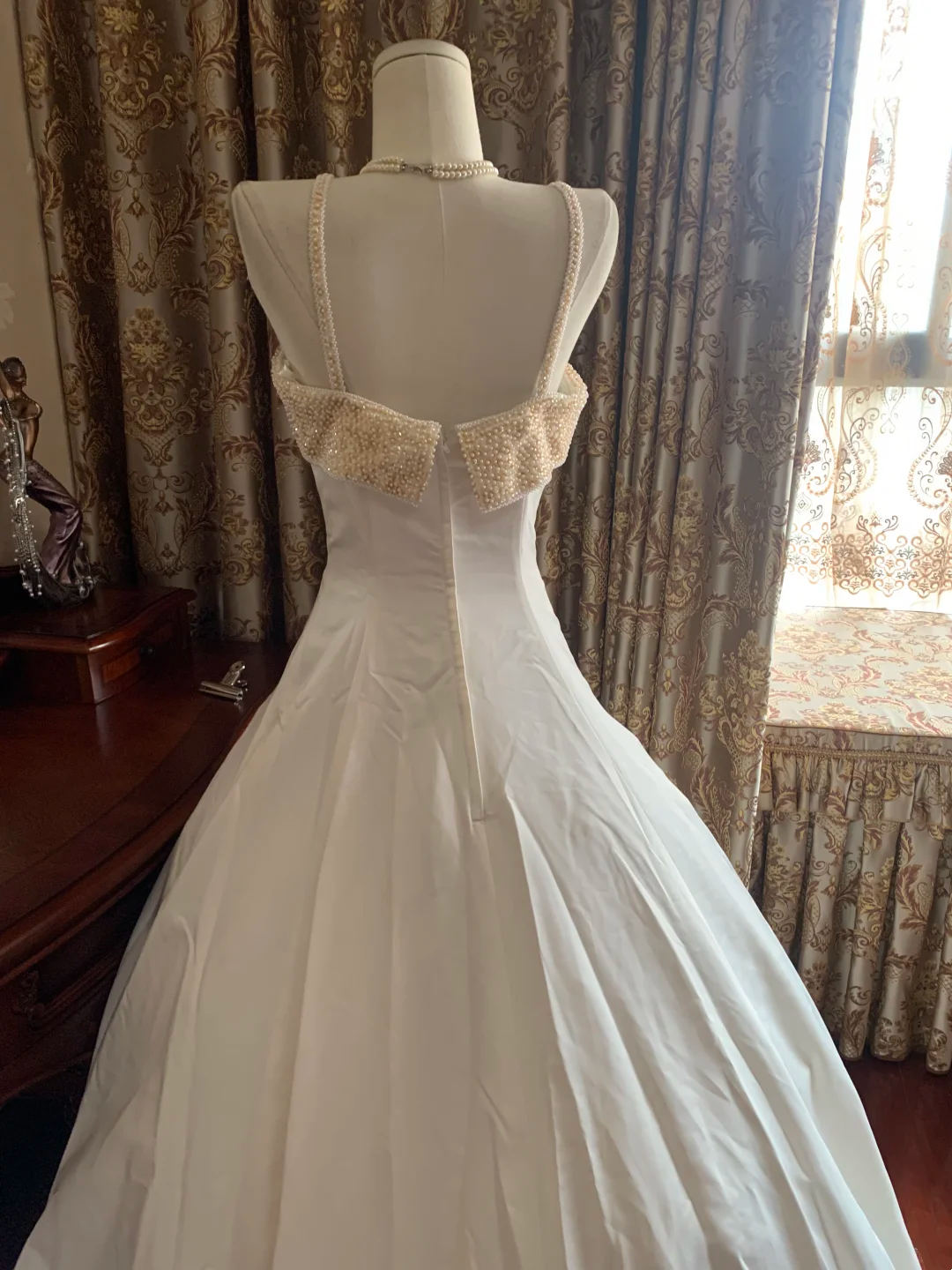 White Spaghetti Strap Waist-Cinched Voluminous Skirt Elegant Vintage Prom Gown, Graduation Dress, Wedding Dress gh7263