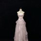 Blush Pink Spaghetti Straps, Cinched Waist, Voluminous Princess Skirt Romantic Dress, Wedding Gown gh8088