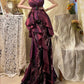Lila Spitze Wunderschöne Meerjungfrau Langes Satin Ballkleid Abendkleid gh4440