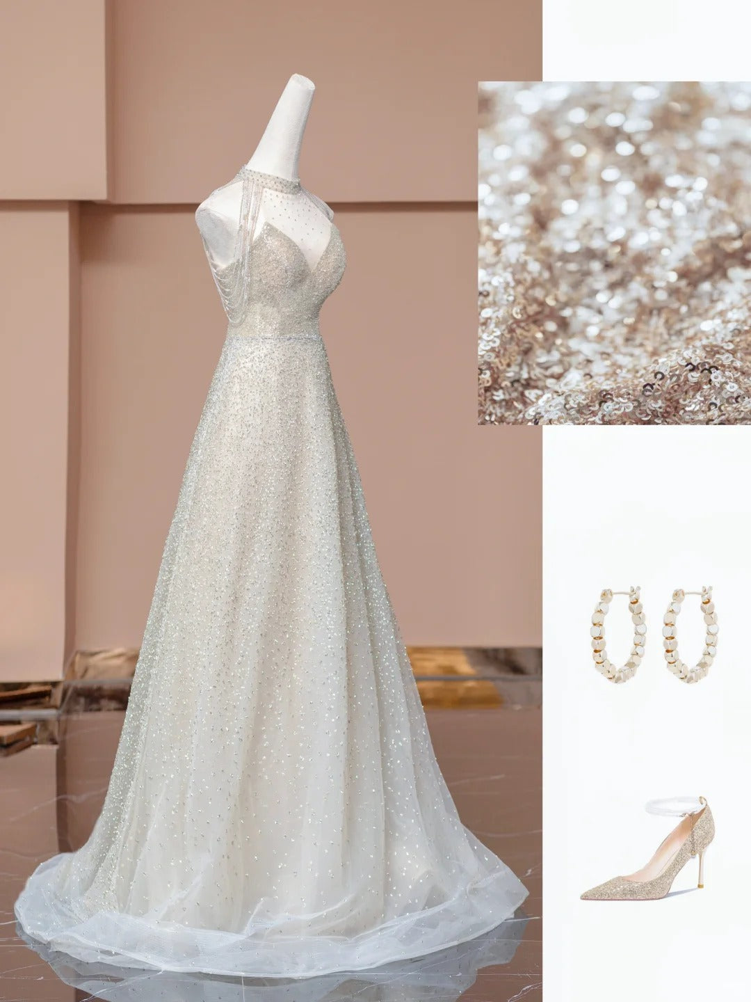 Champagner-Gold glänzendes elegantes Tüll langes Ballkleid Abendkleid Partykleid gh4870