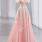 Pink gorgeous shiny dreamy elegant fashion exquisite beaded long floor-length trailing tulle ball gown evening dress gh4000