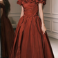 Robe de bal fleurie à épaules dénudées - Robe cintrée à la taille gh6945