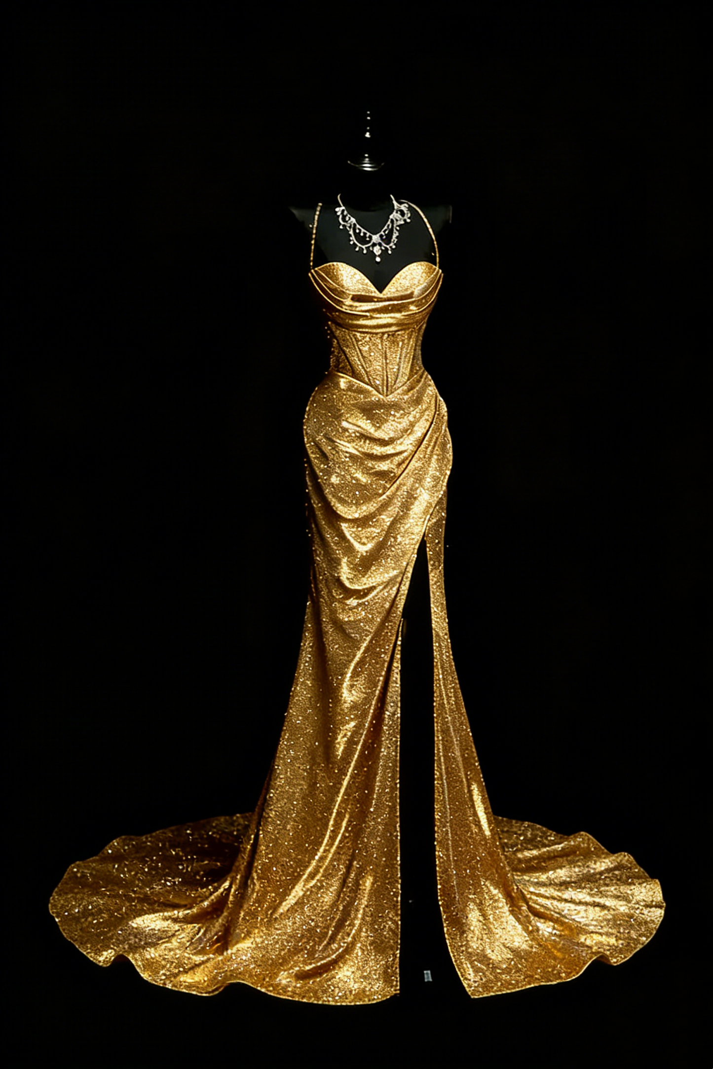 Robe sirène dos nu bleu scintillant style galaxie irisée - Robe de soirée et tapis rouge sur le thème des étoiles gh6570
