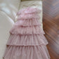 Light Pink/Blue Chiffon Rhinestone Strapless Cake Layered Ruffles Elegant Sweet Long Party Dress Prom Dress Evening Dress gh4760