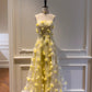 girlhomeshops--Yellow floral long chiffon prom dress gh5579